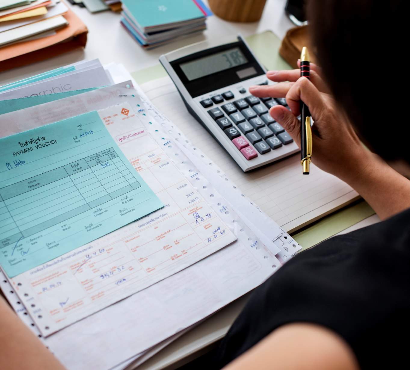 Accountant preparing records for the auditor